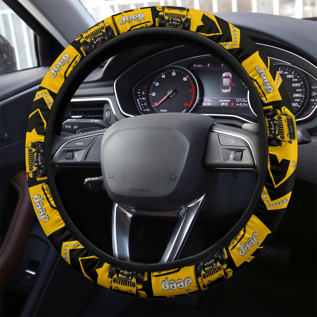 Yellow Jeep Car Steering Wheel Cover