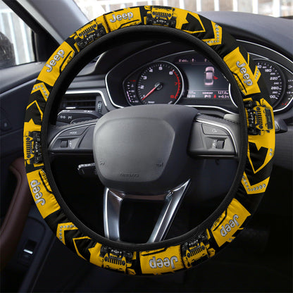 Yellow Jeep Car Steering Wheel Cover