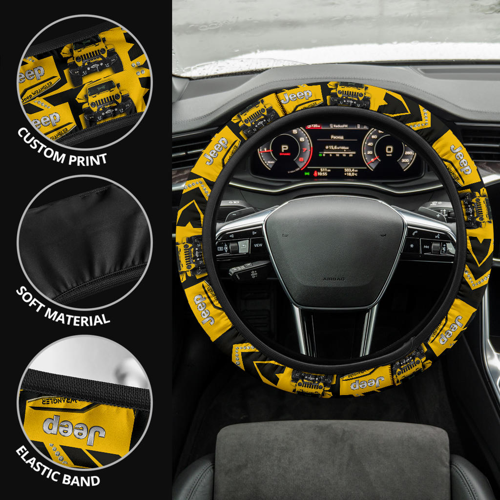 Yellow Jeep Car Steering Wheel Cover