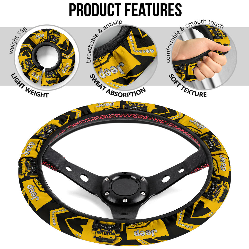 Yellow Jeep Car Steering Wheel Cover
