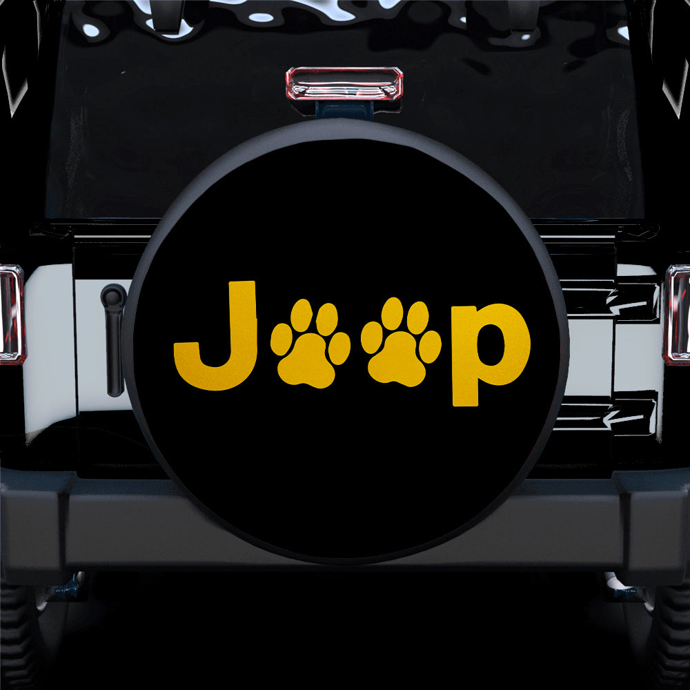 Yellow Jeep Side Fender Dog Paws Car Spare Tire Cover
