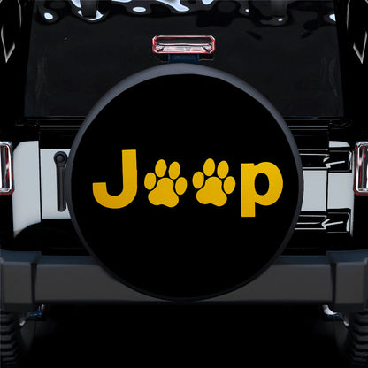 Yellow Jeep Side Fender Dog Paws Car Spare Tire Cover