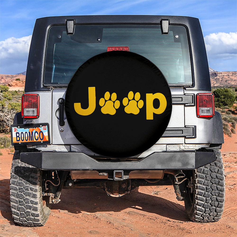 Yellow Jeep Side Fender Dog Paws Car Spare Tire Cover