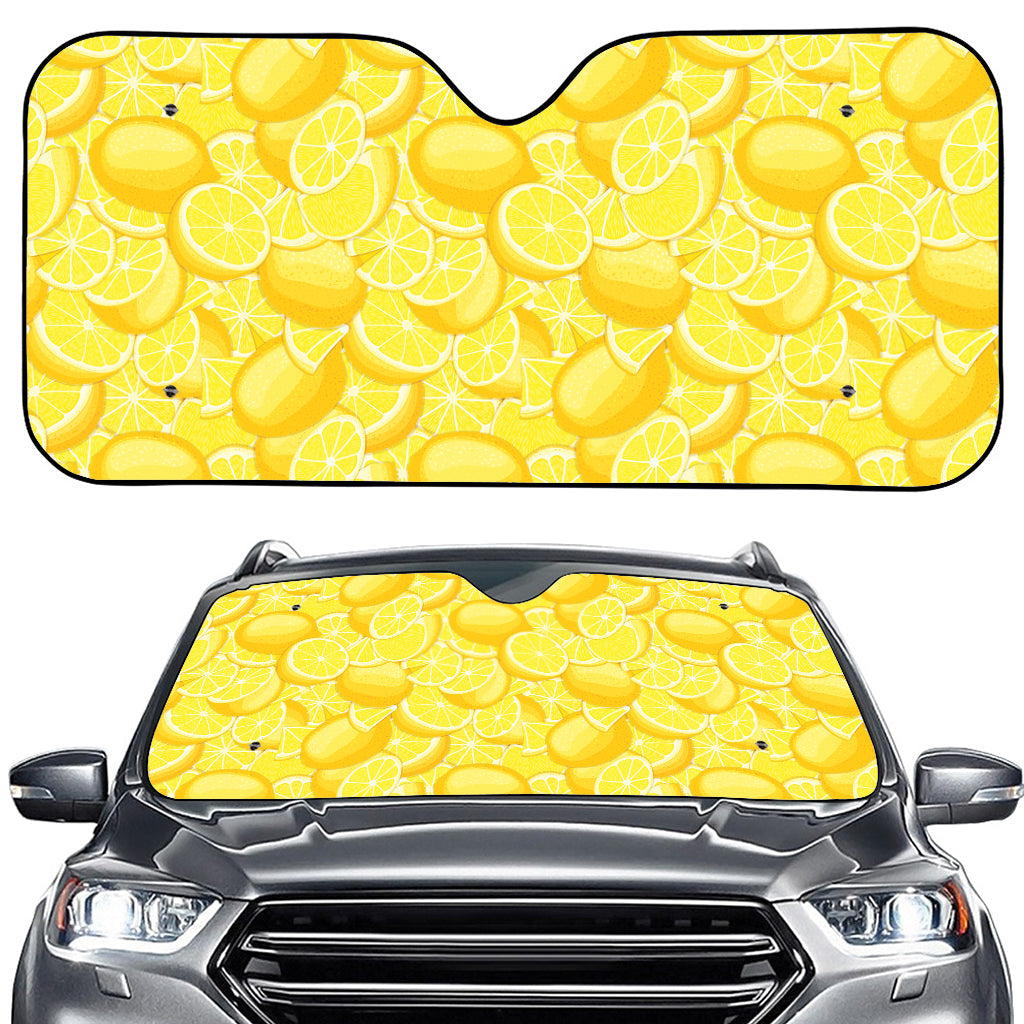 Yellow Lemon Pattern Print Car Windshield Sun Shade