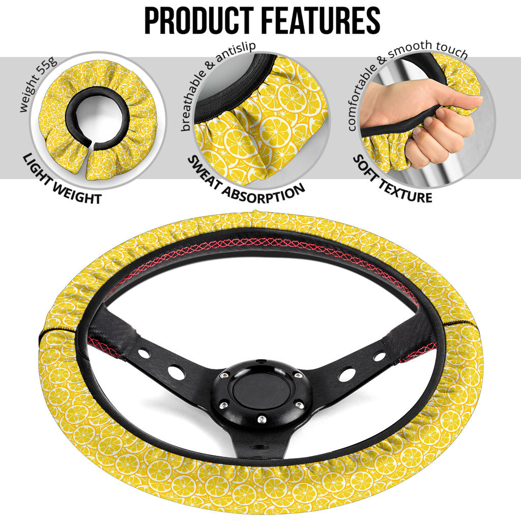 Yellow Lemon Premium Car Steering Wheel Cover