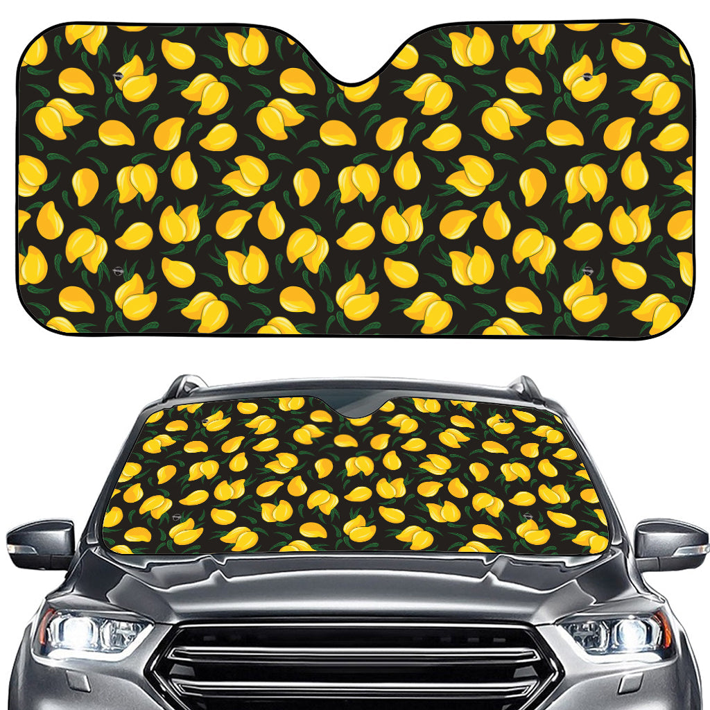 Yellow Mango Fruit Pattern Print Car Windshield Sun Shade
