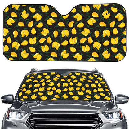 Yellow Mango Fruit Pattern Print Car Windshield Sun Shade