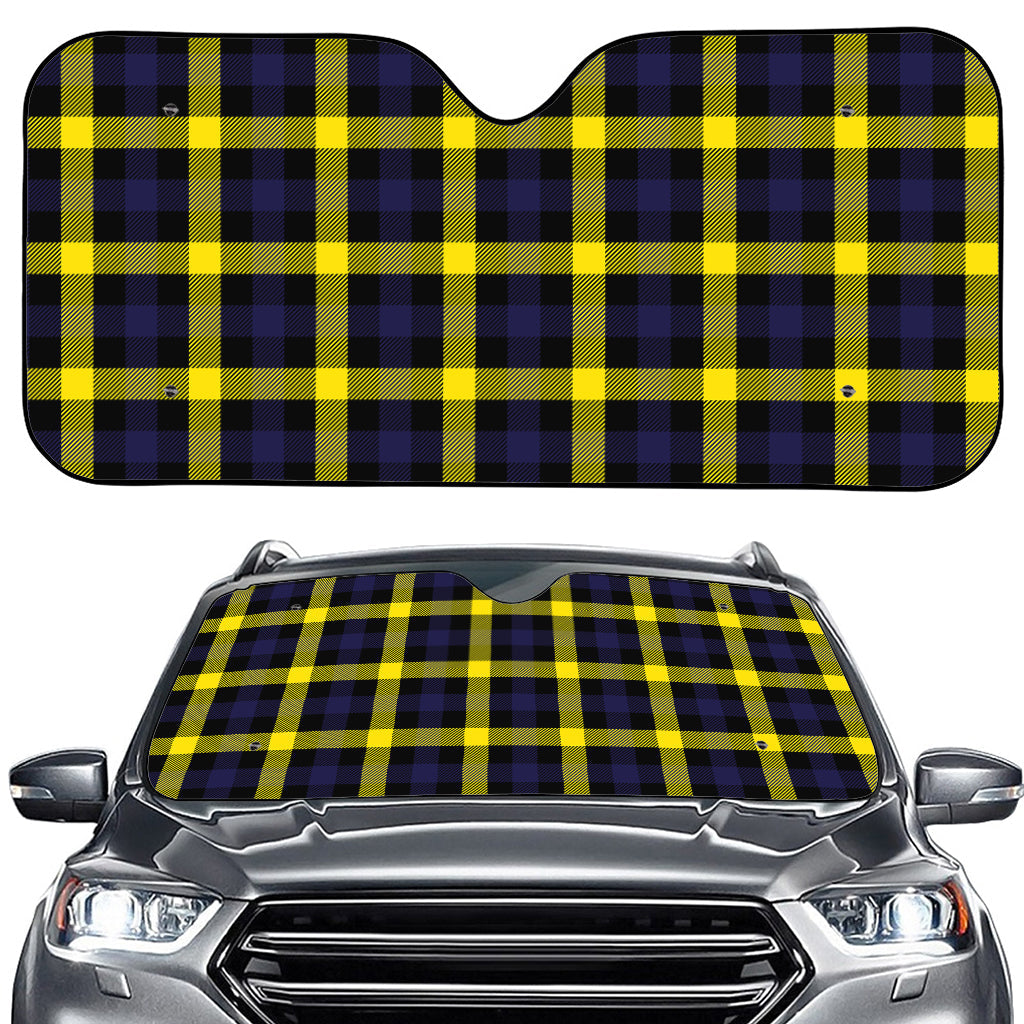 Yellow Navy And Black Plaid Print Car Windshield Sun Shade