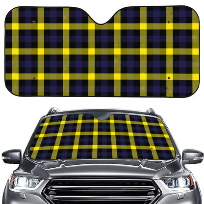 Yellow Navy And Black Plaid Print Car Windshield Sun Shade