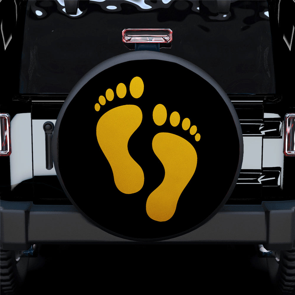 Yellow Print Foot Jeep Car Spare Tire Cover