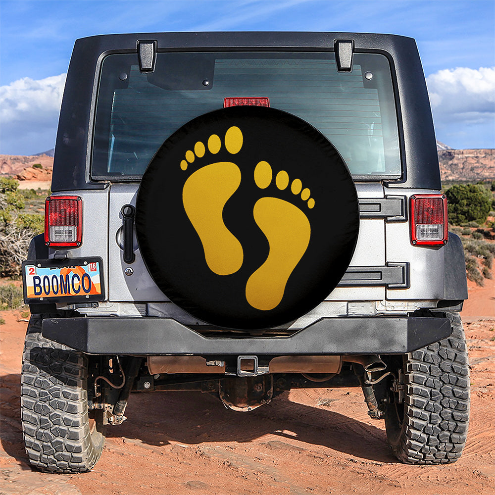 Yellow Print Foot Jeep Car Spare Tire Cover