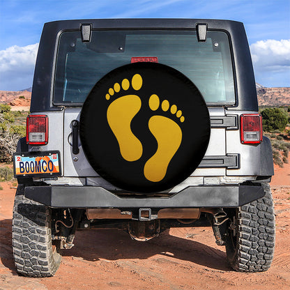 Yellow Print Foot Jeep Car Spare Tire Cover