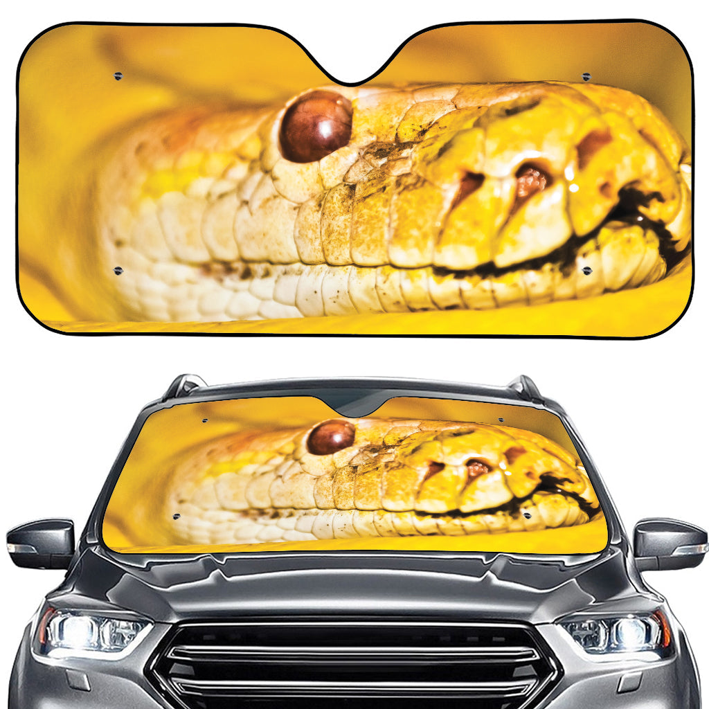 Yellow Python Snake Print Car Windshield Sun Shade