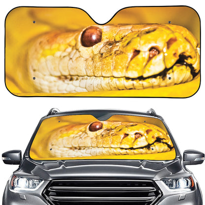 Yellow Python Snake Print Car Windshield Sun Shade