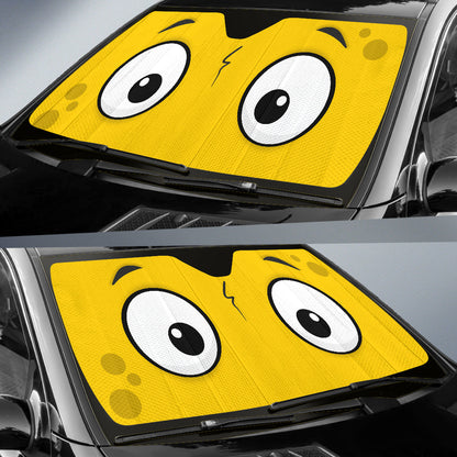 Yellow Slight Surprised Cartoon Eyes Car Auto Sunshades