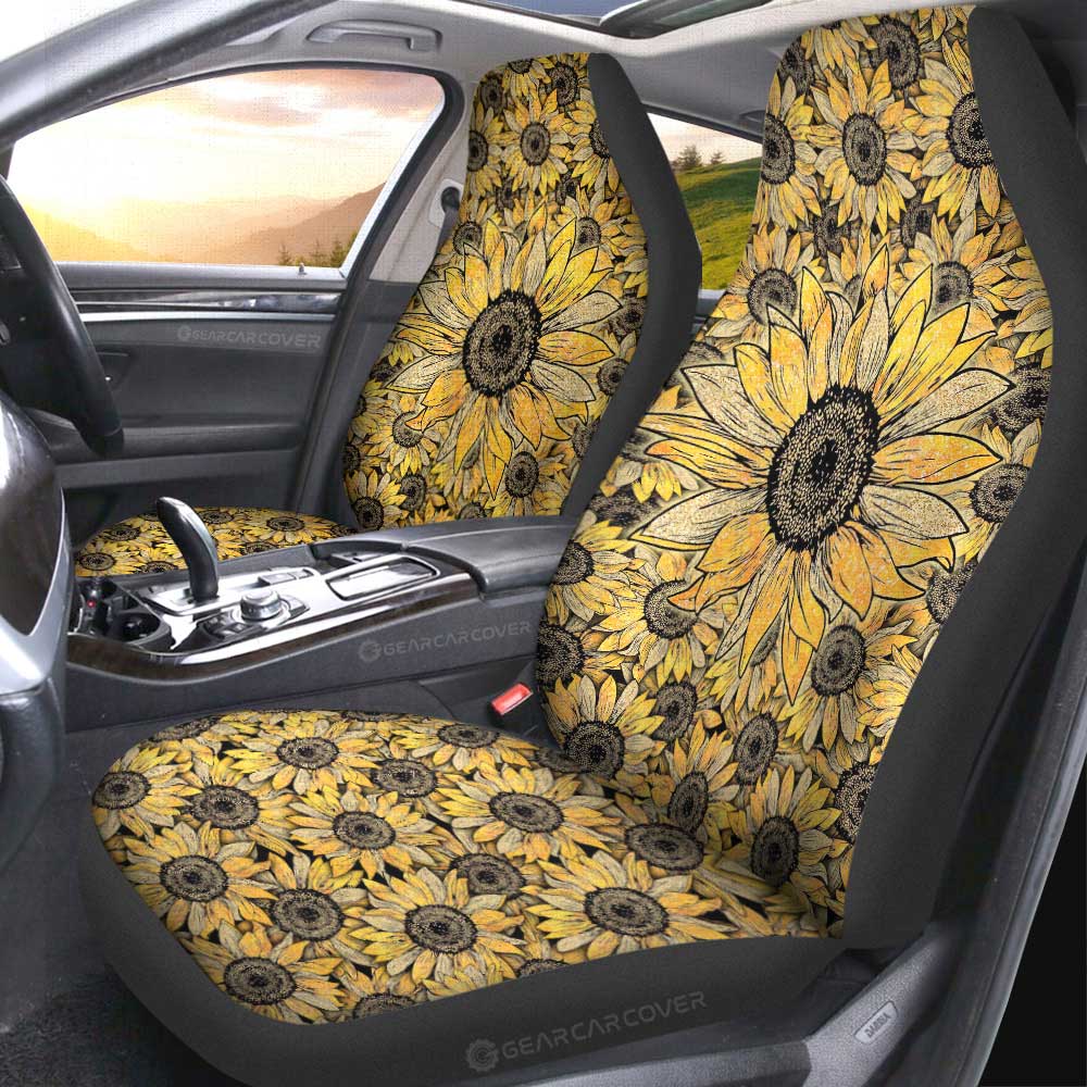 Yellow Sunflower Car Seat Covers Custom Car Accessories