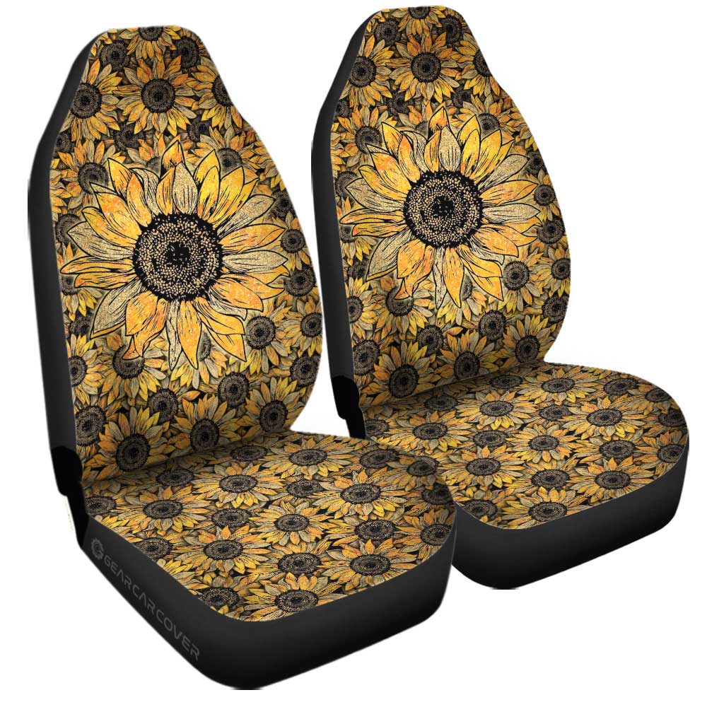 Yellow Sunflower Car Seat Covers Custom Car Accessories