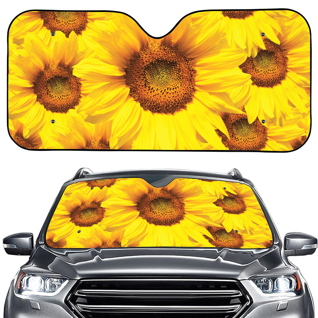 Yellow Sunflower Print Car Windshield Sun Shade