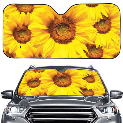 Yellow Sunflower Print Car Windshield Sun Shade