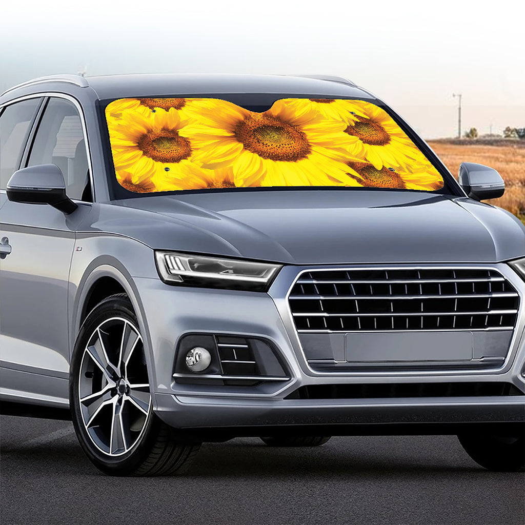 Yellow Sunflower Print Car Windshield Sun Shade