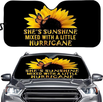 Yellow Sunflower Windshield Sunshade, She's Sunshine Printed Car Front Window Sun Shade