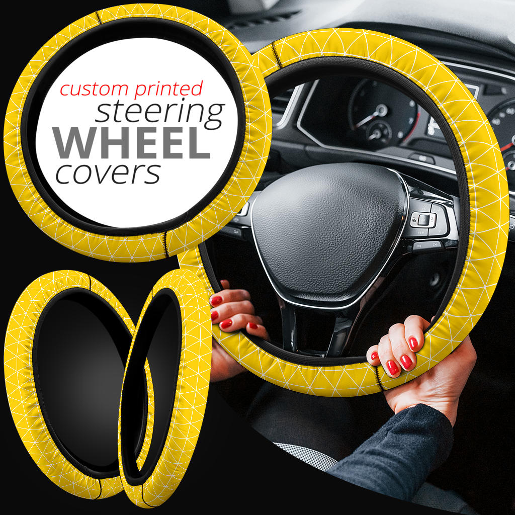 Yellow Triangle Caro Premium Car Steering Wheel Cover
