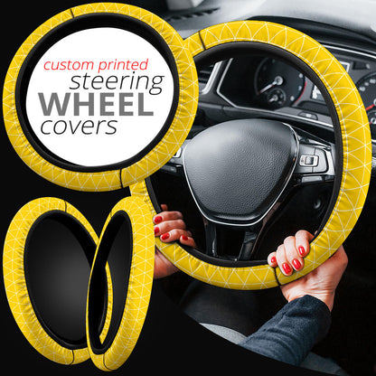 Yellow Triangle Caro Premium Car Steering Wheel Cover