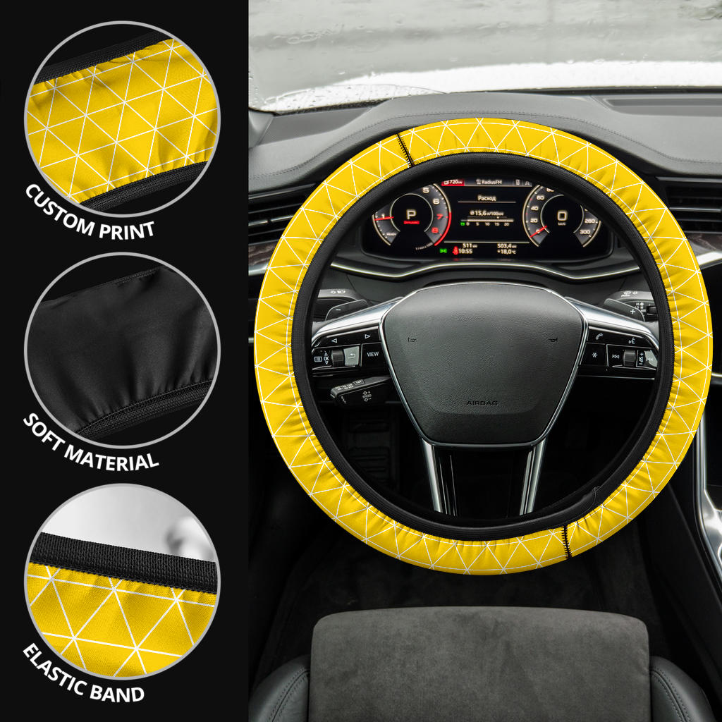 Yellow Triangle Caro Premium Car Steering Wheel Cover