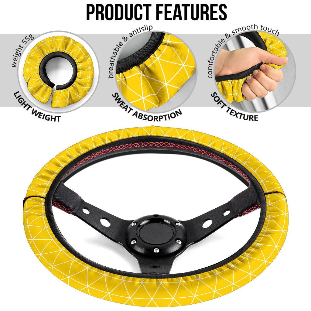 Yellow Triangle Caro Premium Car Steering Wheel Cover