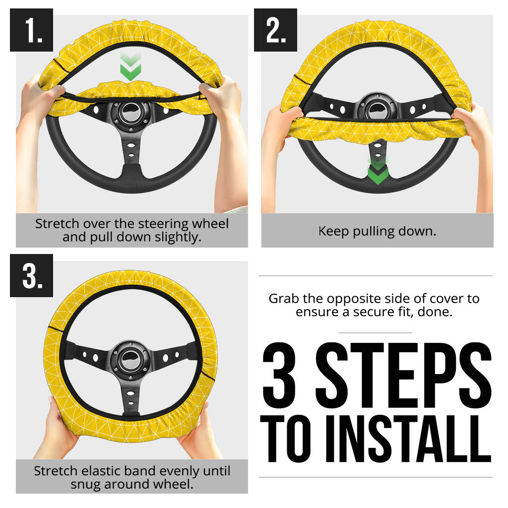 Yellow Triangle Caro Premium Car Steering Wheel Cover