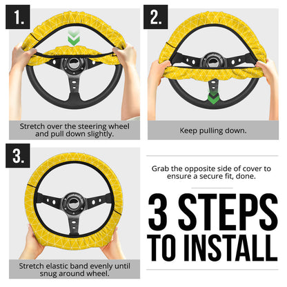 Yellow Triangle Caro Premium Car Steering Wheel Cover