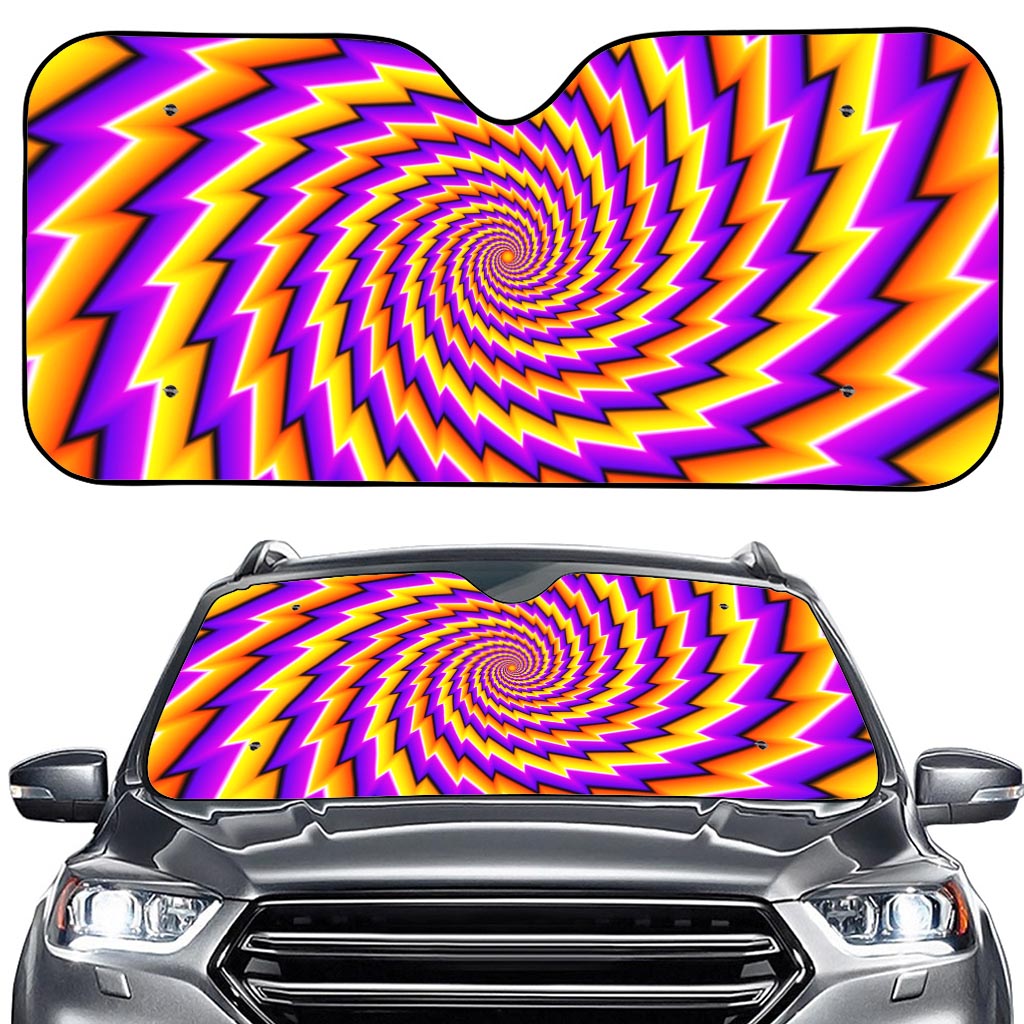 Yellow Twisted Moving Optical Illusion Car Windshield Sun Shade