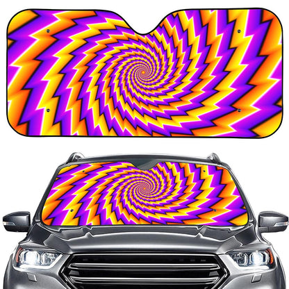 Yellow Twisted Moving Optical Illusion Car Windshield Sun Shade