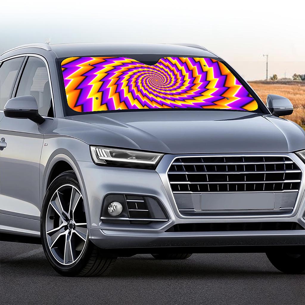 Yellow Twisted Moving Optical Illusion Car Windshield Sun Shade
