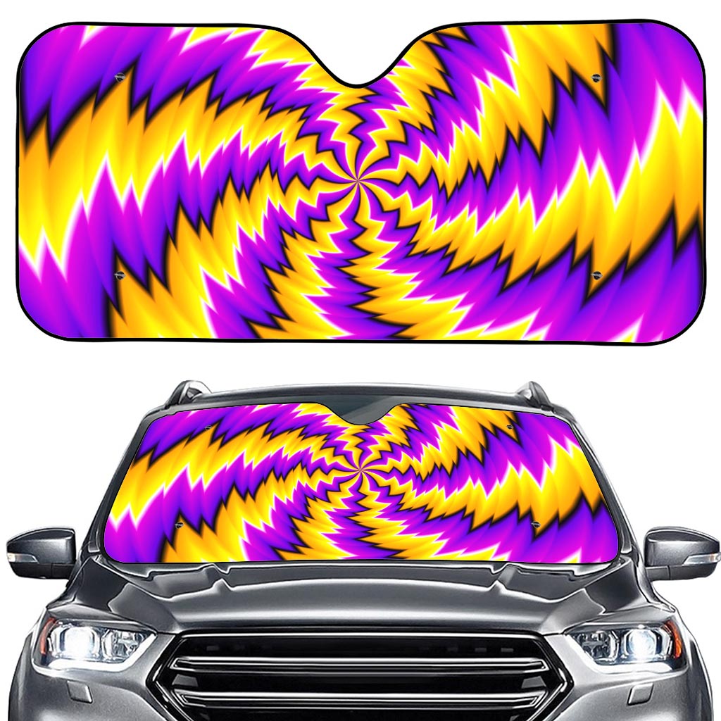 Yellow Vortex Moving Optical Illusion Car Windshield Sun Shade
