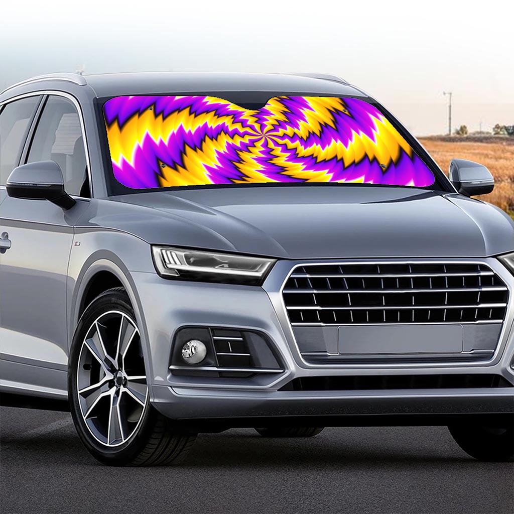 Yellow Vortex Moving Optical Illusion Car Windshield Sun Shade