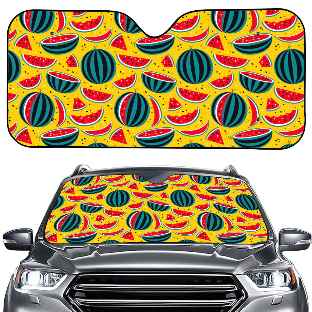 Yellow Watermelon Pieces Pattern Print Car Windshield Sun Shade