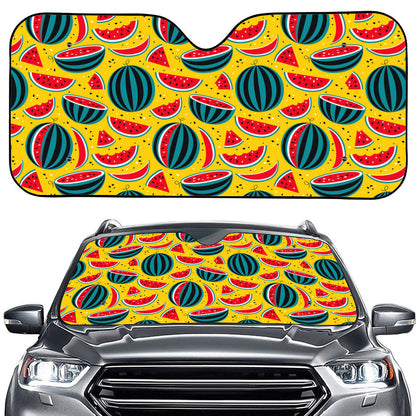 Yellow Watermelon Pieces Pattern Print Car Windshield Sun Shade