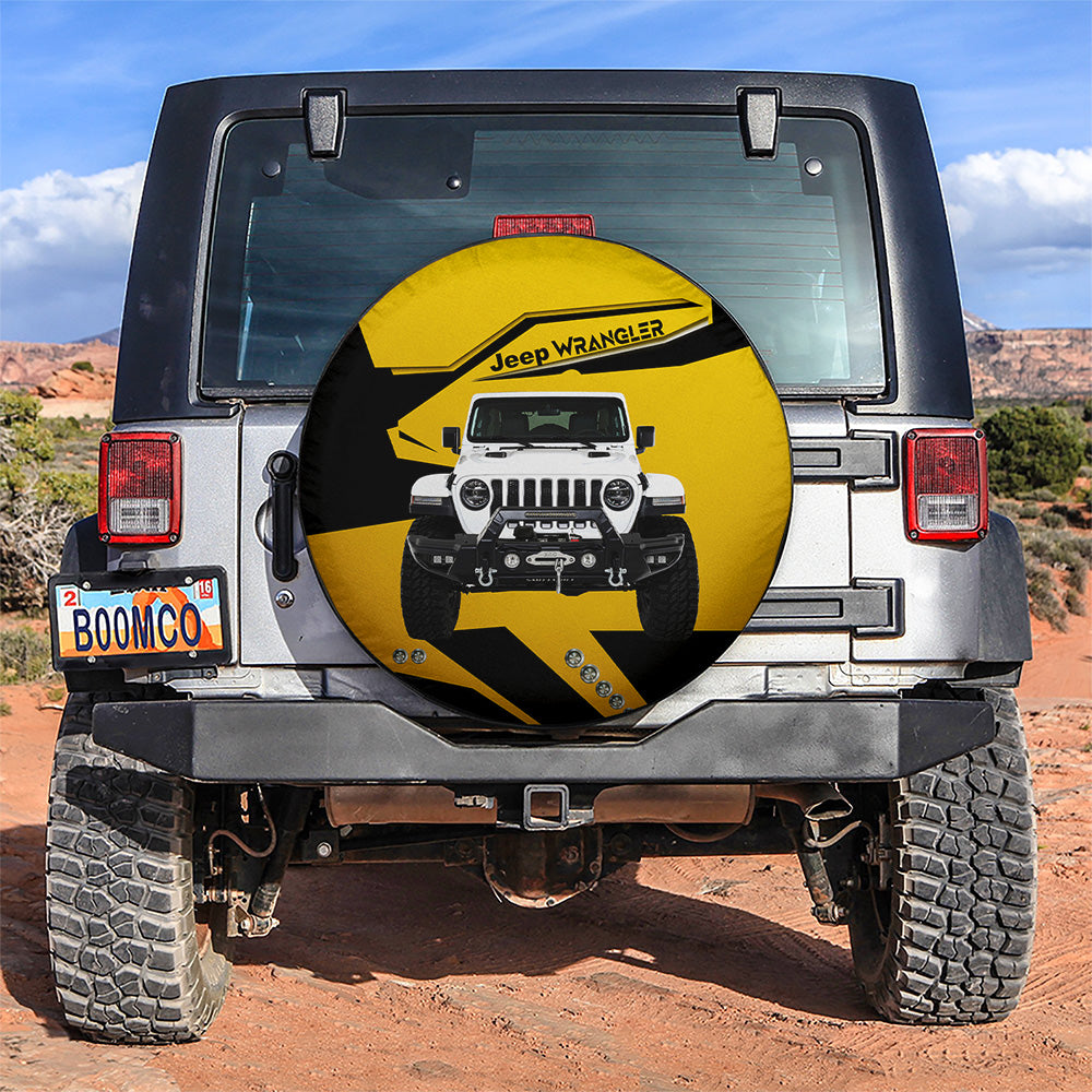 Yellow White Jeep Car Spare Tire Cover