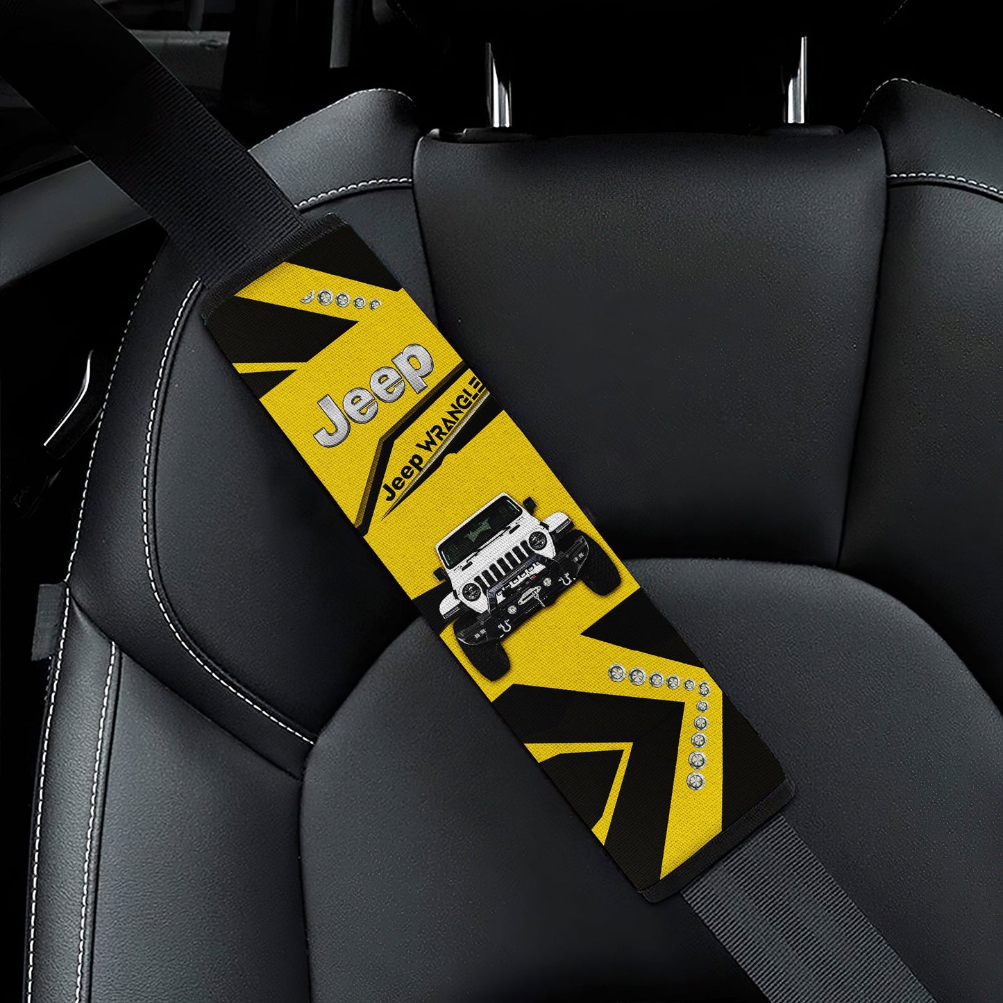 Yellow White Jeep Car Seat Belt Cover Custom Car Accessories