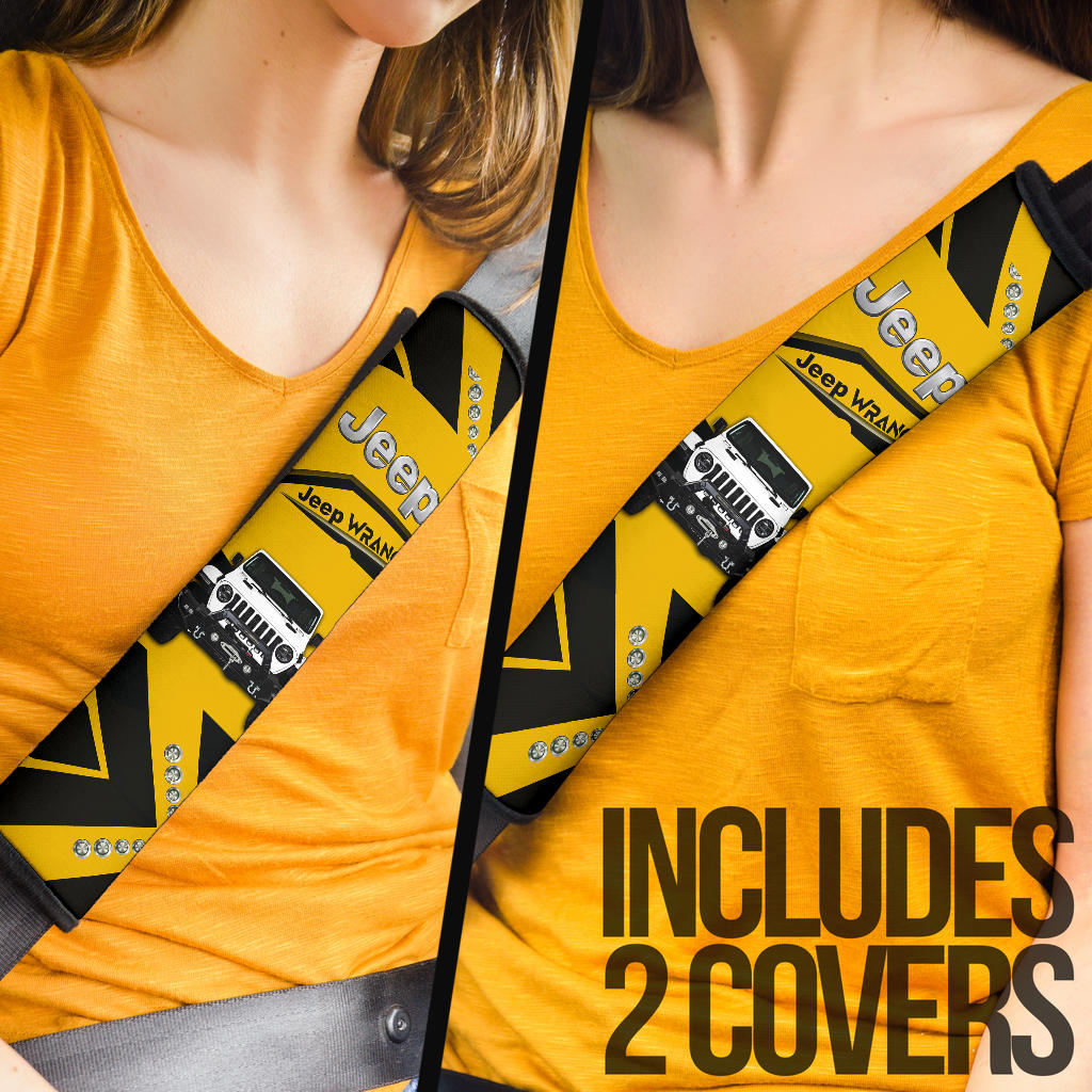 Yellow White Jeep Car Seat Belt Cover Custom Car Accessories