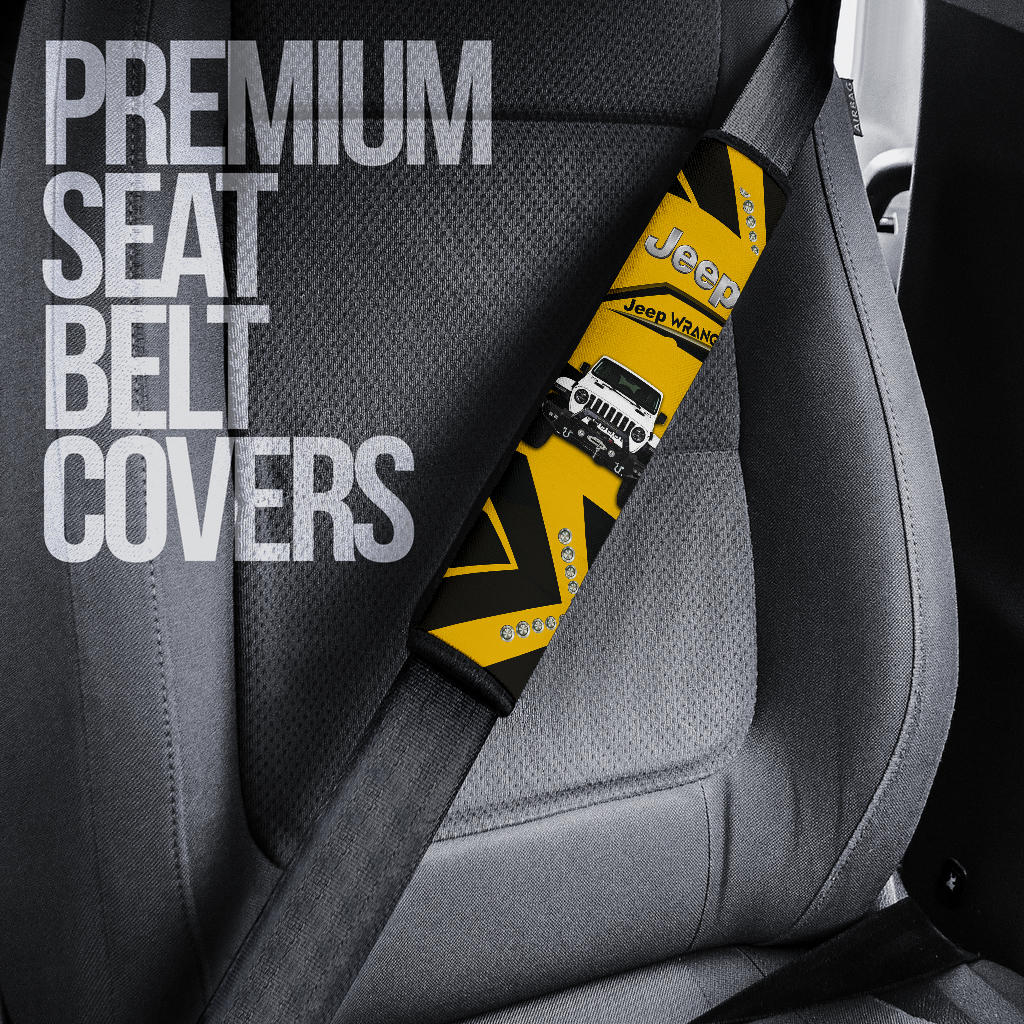 Yellow White Jeep Car Seat Belt Cover Custom Car Accessories