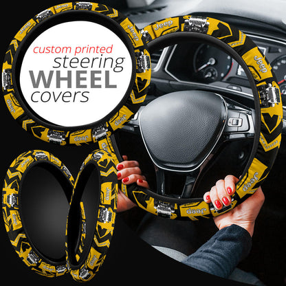 Yellow White Jeep Car Steering Wheel Cover