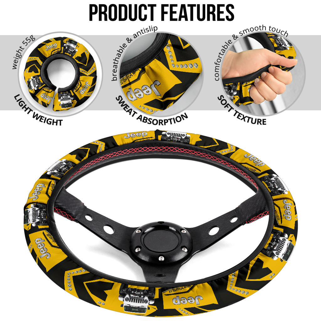 Yellow White Jeep Car Steering Wheel Cover