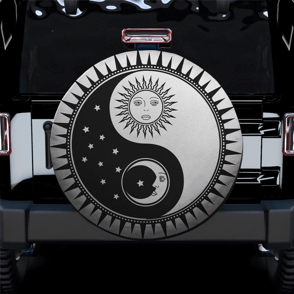 Yin Yang Symbol With Moon And Sun Spare Tire Cover
