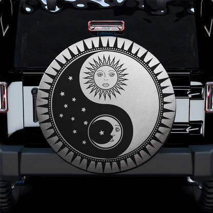 Yin Yang Symbol With Moon And Sun Spare Tire Cover