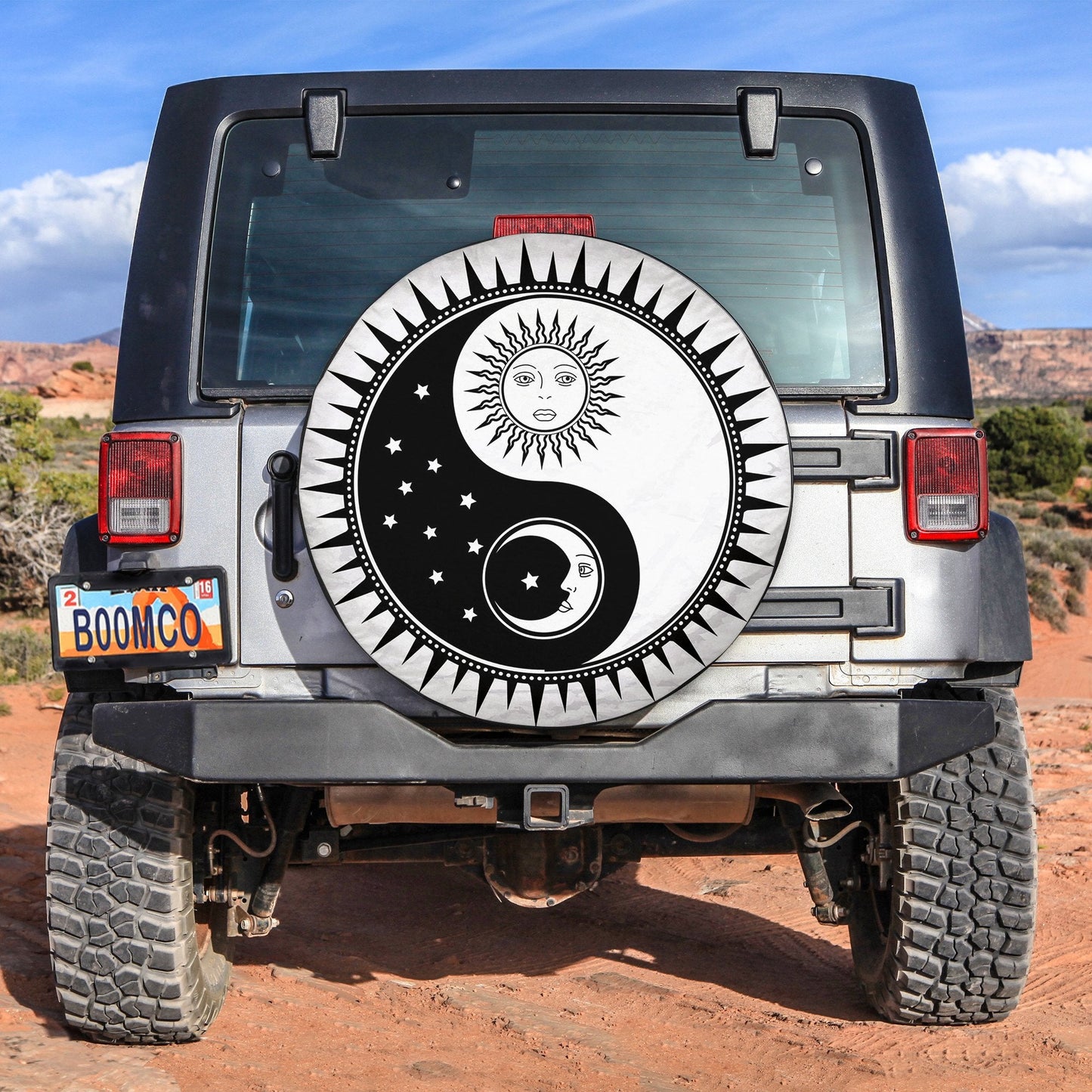 Yin Yang Symbol With Moon And Sun Spare Tire Cover