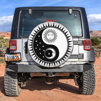 Yin Yang Symbol With Moon And Sun Spare Tire Cover