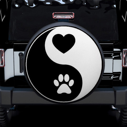 Ying Yang Dog Paw Car Spare Tire Cover