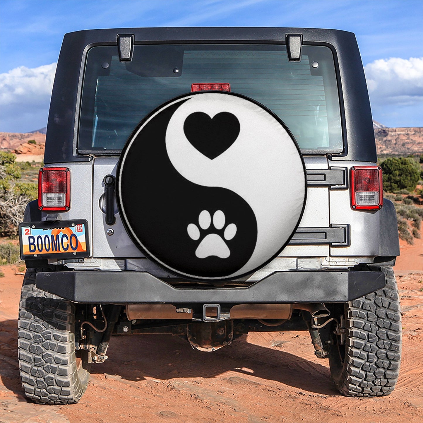 Ying Yang Dog Paw Car Spare Tire Cover